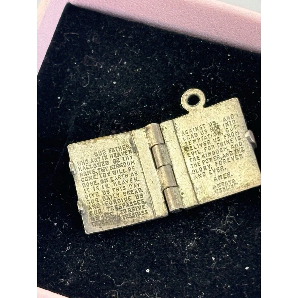 ANTAYA VINTAGE 925 STERLING SILVER LORD'S PRAYER BIBLE THE GOOD BOOK-2.55 GRAMS